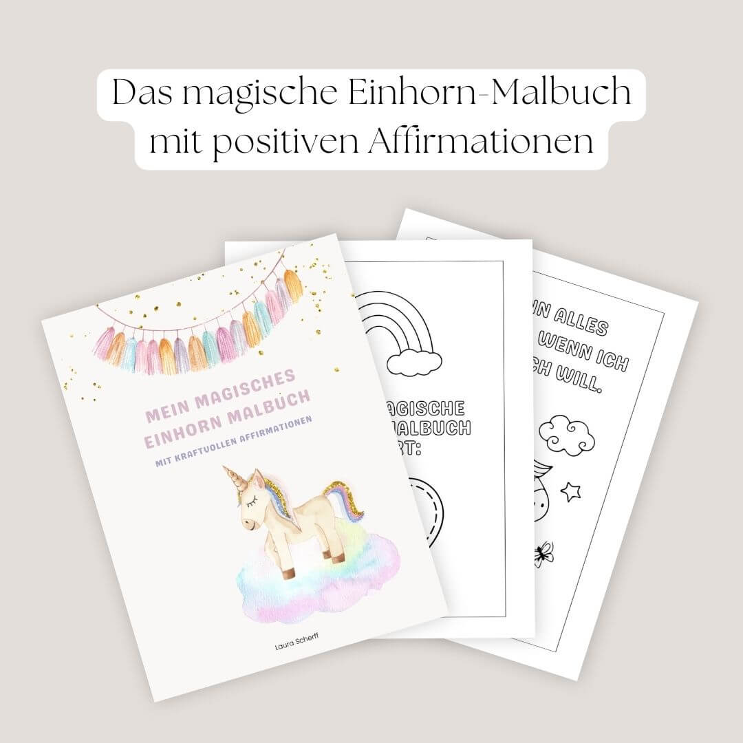 Einhorn-Malbuch mit Affirmationen | Druck/PDF