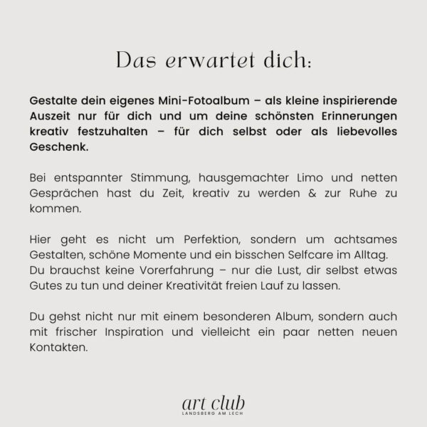 Scrapbooking Workshop Art Club Landsberg am Lech 2