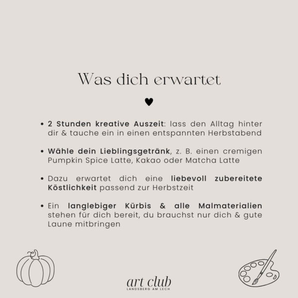 Kürbis bemalen - Art Club Landsberg am Lech Pumpkin Painting | Fr 16.10.2026 im HofArt Store Landsberg