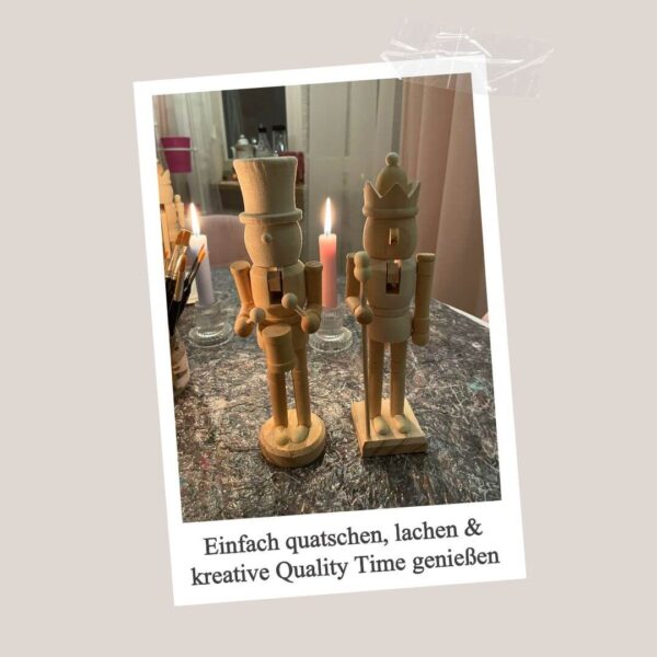 Nussknacker bemalen - Nussknacker mit Trommel und Nussknacker mit Stab