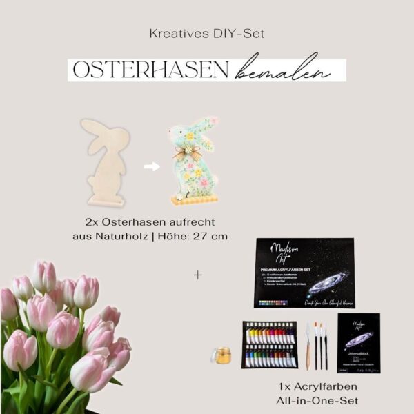 DIY Osterhase aufrecht aus Holz bemalen
