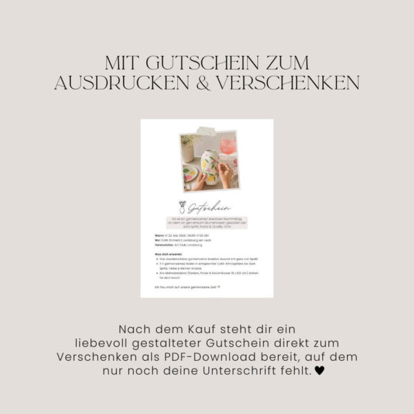 Muttertagsgutschein zum Ausdrucken und Verschenken - Paint a Vase and Sarti