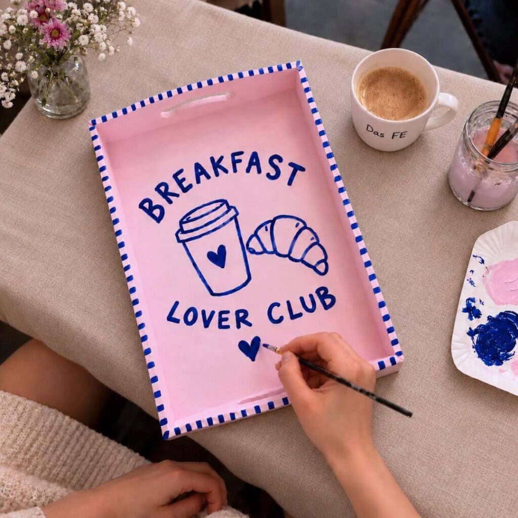 BreakfastLoverEdition Tablett bemalen Gauting Café FE x Art Club Landsberg